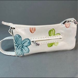 White Learher Handpainted Purse Carioca